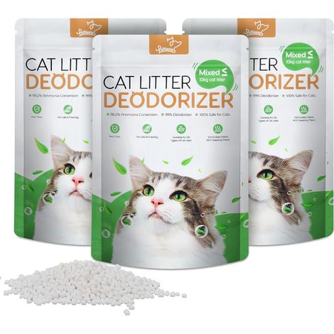 Cat Litter Freshener, Pet Odor Eliminator, Non-Toxic and Safe for Kittens, Cat Litter Box Air Freshener (3 Packs) (1/5)