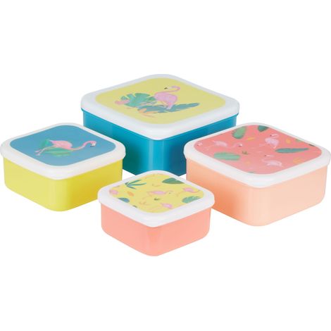 Interiors by Premier Stackable Design Set Of 4 Flamingo Lunch Boxes, Versatile Assortment Of Multisized PP Lunch Boxes (1/5)