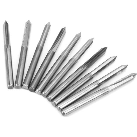 10 fraises à bois CNC en acier tungstène de 3,175 mm, pour gravure et fraisage, angle de 60° x 0,2 mm (1/5)