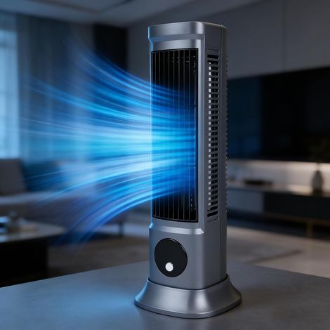 Ventilateur tour de 29,5 cm (11,61 pouces) pour chambre à coucher, fonctionnement silencieux (30 dB), grand angle de diffusion d'air 3D, ventilateur sur pied rechargeable pour une utilisation vertical (1/5)