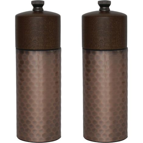 Set moulins à sel et poivre en bois et cuivre 150mm - Ref CR689 - Olympia (1/2)