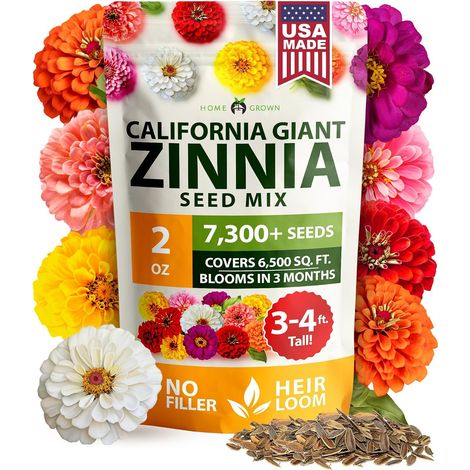 Lot économique graines Zinnia 2oz, fleurs vivaces robustes à entretien réduit, attirent pollinisateurs, idéal plantation extérieure et culture fleurs coupées (1/5)