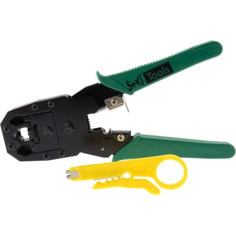 Pince à sertir pour fiche modulaire réseau Western RJ11, RJ12, RJ45, 8P8C, 6P6C, 4P4C téléphone et câble réseau (1/4)