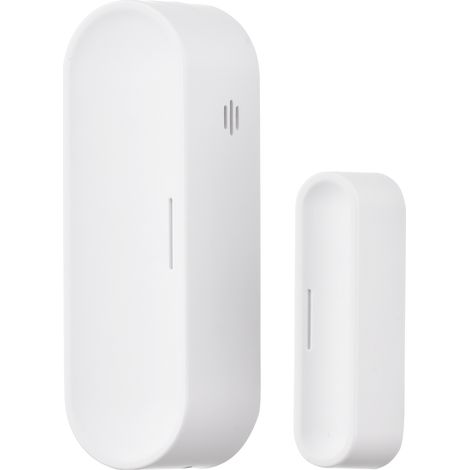Capteur de porte et fenêtre WiFi Tuya, notification push, compatible Alexa, boîtier blanc compact, alimentation USB ou pile, sécurité maison (1/5)
