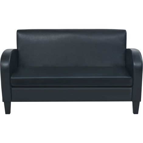 Sofá 2 plazas para salón interior hogar piel sintética negro 020020738