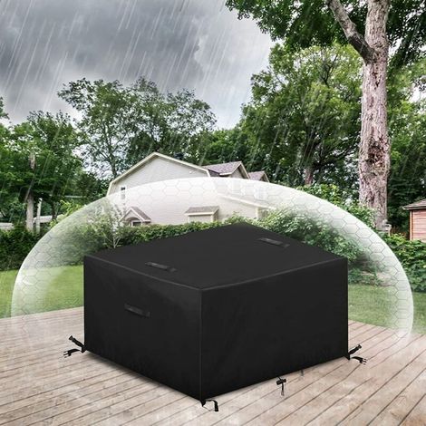 Housse Salon de Jardin - Bache de Protection Table de Jardin étanche Housse de Meuble Extérieur avec Poignées pour Table Canapé Chaises(123x123x74cm)