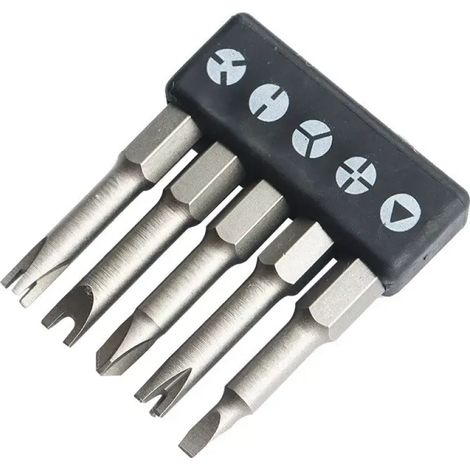 Tournevis Spécialisé - Embouts Triangle Y U - Acier Chrome-Vanadium - Tige Hexagonale 1/4 Pouces - Longueur 50 mm - Lot de 5 (1/5)