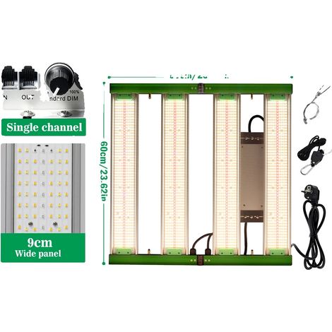 Lámpara LED de cultivo, espectro completo, bajo consumo energético, monocanal. (1/2)