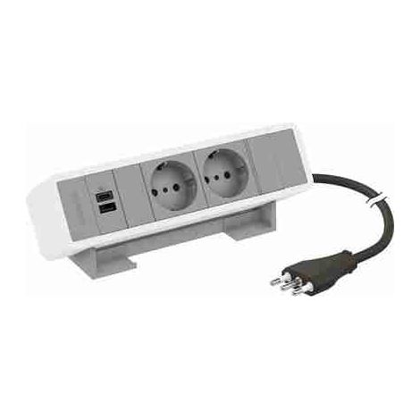BTI1508661WG Multiprese per scrivania equipaggiate con prese e caricatori USB MatixGO - 6 moduli - Finitura coperchio: grigio