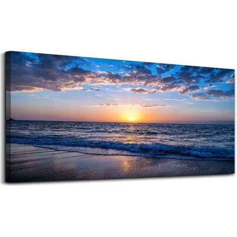 Leinwandbild Sonnenuntergang Strand Goldener Sandstrand 120L x 60B cm (1/5)