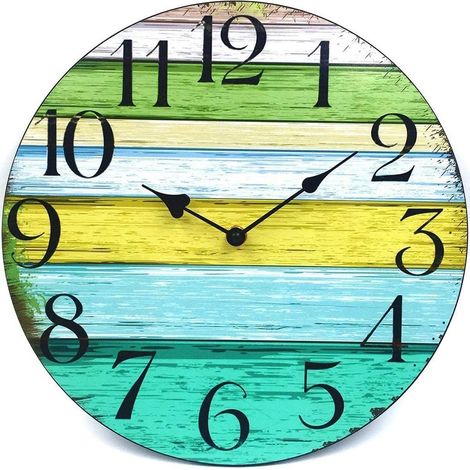 Horloge Murale Bois MDF 35 Cm - Mouvement Quartz Silencieux Sans Tic-Tac - Pour Cuisine Bureau Salon Salle De Bain - 1 Pièce