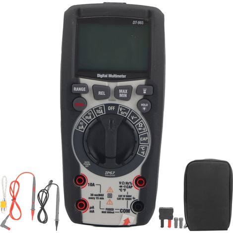 Multimètre numérique 6000 comptes, testeur AC/DC tension courant résistance capacité fréquence, mesure précise, écran LCD rétroéclairé, usage domestique et professionnel, voltmètre ampèremètre portabl (1/5)