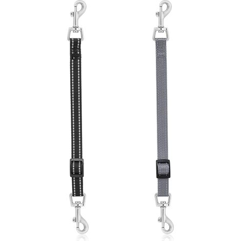 2er-Pack reflektierende Nylon-Hundehalsbandclips, verstellbares Notfall-Sicherheitshalsband für Haustiere, doppelseitiger Verschluss für Hunde und Welpen (Schwarz, Grau)