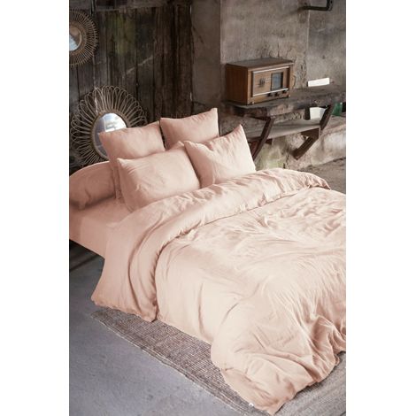 Housse de couette double gaze de coton luxe 240 x 220 cm Gaia Rose guimauve