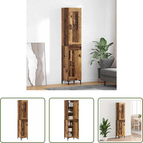 vidaXL Meuble console - Haut Armoire Bois Ancien 34,5 x 34 x 180 cm Bois d'ingénierie (1/5)