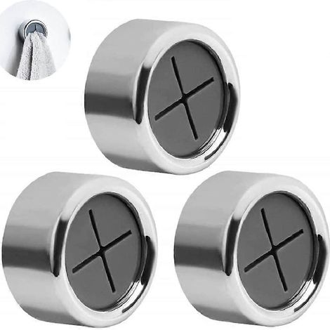 Crochet porte-torchons, lot de 3 crochets ronds autocollants pour salle de bain, cuisine et maison, sans perçage. (1/5)