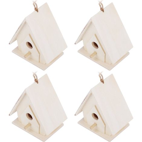 4er-Set Mini-Hänge-Vogelhäuser aus Holz, Nester, Käfige, Dekoration für Garten und Hof (1/5)