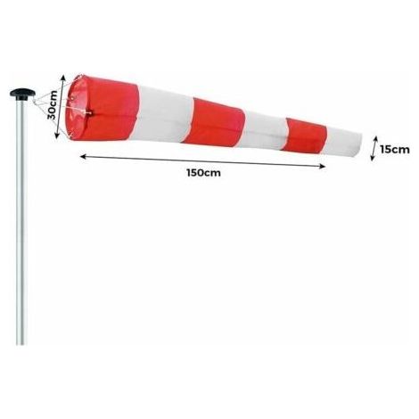 Vane giardino resistente agli agenti atmosferici – Poliestere rosso e bianco 150cm – Indicatore di direzione del vento per privati e commerciali (1/5)