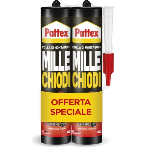 adesivo di montaggio monocomponente flessibile pattex "millechiodi" 2x460g (1/2)