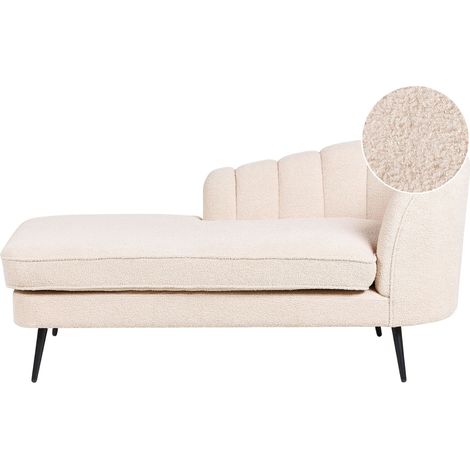Chaise Longue Destra in Velluto Beige Chiaro e Gambe nere Allier