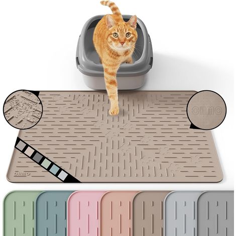 Tapis Litiere Chat 60x40cm Beige Tapis de Litière pour Chat (1/5)