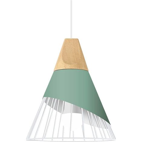 Suspension moderne industrielle en vintage diamètre plafonnier E27 design pour cuisine chambre salon 25 cm Métal Vert (1/5)