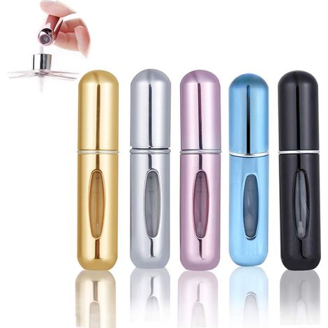 Atomiseur Parfum Rechargeable - 5 ml - 80 mm - Coque Aluminium - Fenêtre Transparente - Lot De 5 (1/5)