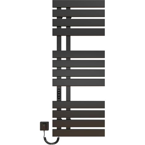 Seche Serviette Electrique, Smart Towel Sèche-Serviettes électrique Noir WiFi, 500×1300mm, 460W, pour et et APP, porte-serviettes électrique, Radiateur Salle de Bain-WiFi Black Left (1/5)