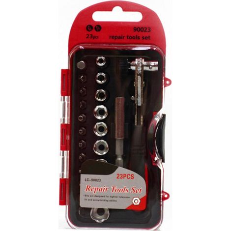 Jeu de Douilles 23 Pièces Tournevis à Cliquet et Rallonge Matériau Résistant Réparation Auto Maison Ensemble Complet pour Usage Manuel Coffret Pratique - (1/5)
