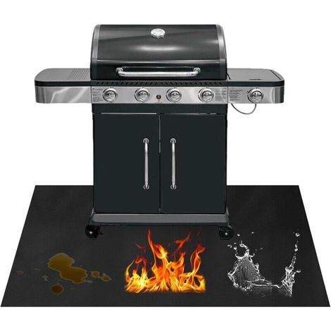 Barbecue mat, outdoor barbecue mat 90 × 120 cm, waterproof and durable barbecue mat, fire pit mat, foldable fireproof mat, suitable for barbecuing, welding, fire pits and more. (1/4)