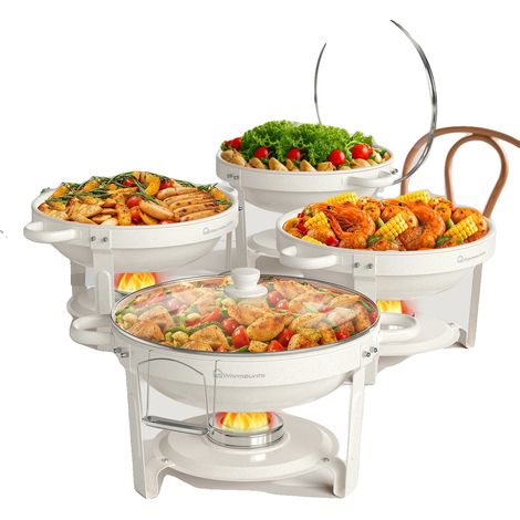 Chafing Dishes, Acier Inoxydable, Design Élégant, 4 Pack (1/2)