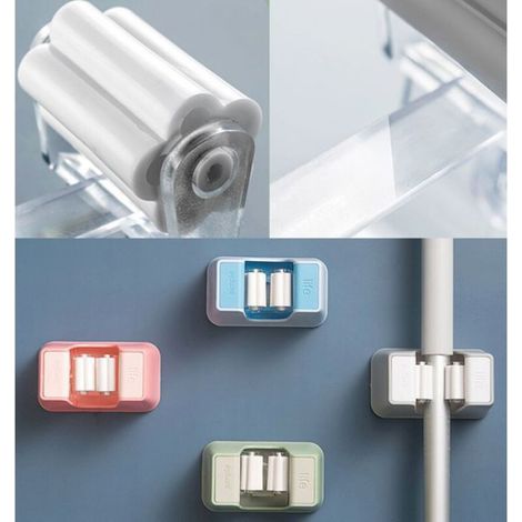 Strong Hanging Hole No Mop Holder No Mark Mop Clip No Mark Adhesive Mop Holder - Blue (1/4)