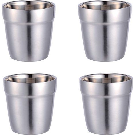 Mini Tasse en Acier Inoxydable, Ensemble de 4 Gobelets Durables pour la réunion de famille Gobelet Empilable Bières et Cocktails (1/5)