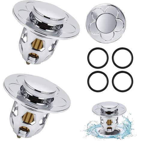 2 Pièces Bonde Lavabo Universel, Bonde de Lavabo Pop-Up avec Filtre Anti-Clogging, pour Baignoire, Cuisine, lavabo (Orifice de vidange 34-40mm) (1/4)