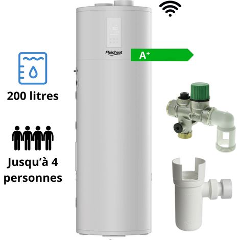 Pack Chauffe-eau thermodynamique 200 L Fluidheat + groupe + siphon