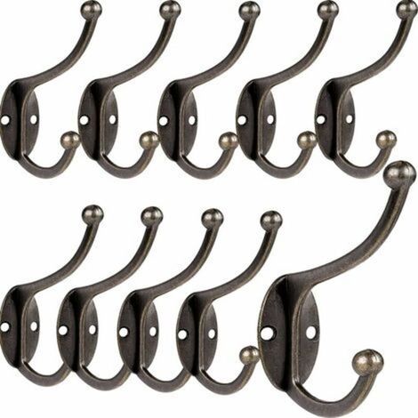 LaBlanc - 10 Pcs Rétro Crochet Patère Porte Manteau Mural Vintage Crochet de Porte Métal pour Salle de Bain Cuisine Chambre Entrée (Copper)