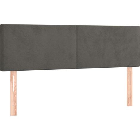 Testiera letto accessorio camera da letto mobili LED 144 x 5 x 78/88 cm tessuto in velluto grigio scuro TDL0201150
