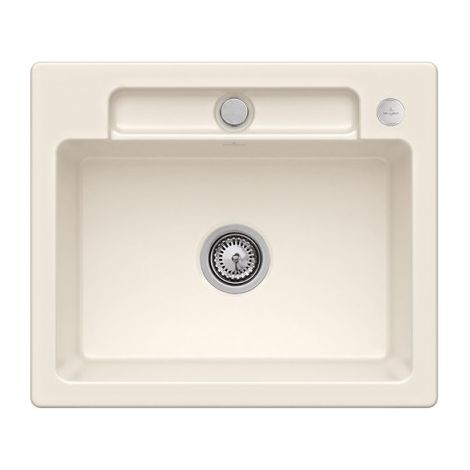 Evier 1 bac VILLEROY ET BOCH Siluet 60 S Crème CeramicPlus avec vidage manuel