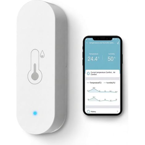 WiFi Smart Thermomètre Hygromètre Mini Capteur Numérique de Température Intérieure Extérieur et d'humidité avec Alerte de Notification d'application à Distance compatible 15 (1/5)
