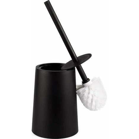 VURAHOME - Brosse WC Noir Mat Brosse Toilette Noire Balai Toilette WC avec Couvercle brosses WC et Supports Long Manche balayette WC Plastique,Noir (1/5)
