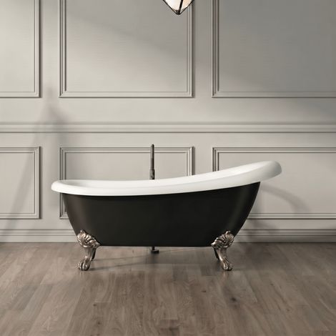 Bañera con patas RICHMOND NEGRA 171 cm patas ÁGUILA COBRE ENVEJECIDO