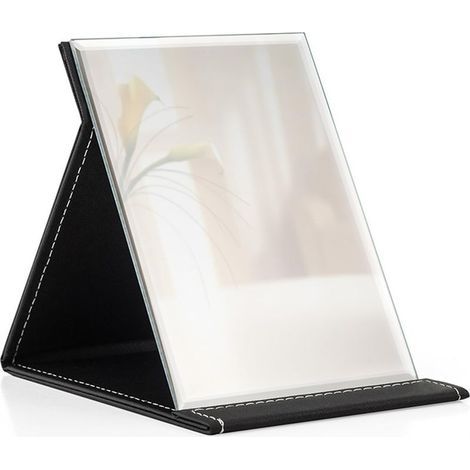 12.5x17cm Miroir de Maquillage Pliable Portable, Miroir de Maquillage Compact Super HD, Multi Stand Angle Debout Cuir PU Miroir (1/5)
