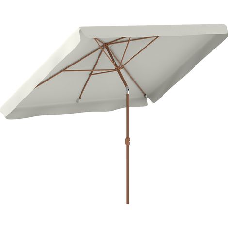 Ombrellone rettangolare da giardino per esterni 200 x 300 cm, orientabile con 6 stecche in alluminio e manovella, color crema.