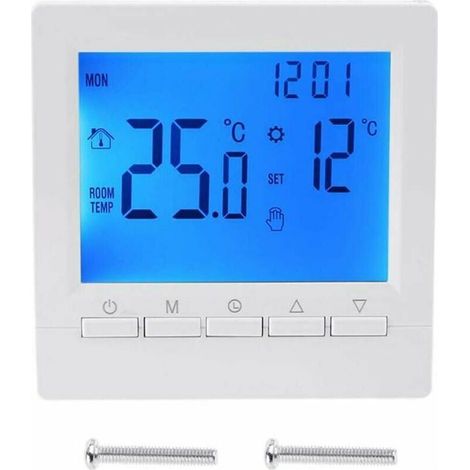 Thermostat mural intelligent avec écran LCD pour plancher chauffant - rétroéclairage bleu (1/5)