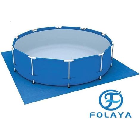 Tapis de sol - FOLAYA - 396x396 cm - Protection liner - Compatible piscines rondes et carrées - Tissu PE (1/4)