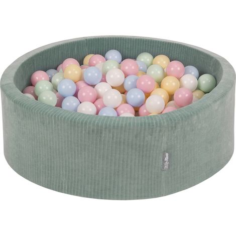 Piscina redonda seca de espuma KiddyMoon con pelotas de 7 cm para juego sensorial y terapia de integración sensorial, cubierta con cremallera, diámetro 90 cm, altura 30 cm. (1/3)