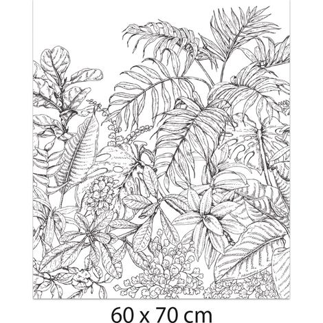 Crédence cuisine adhésive autocollante feuillages s Noir et blanc - 60 x 70 cm – Idéal fond de hotte