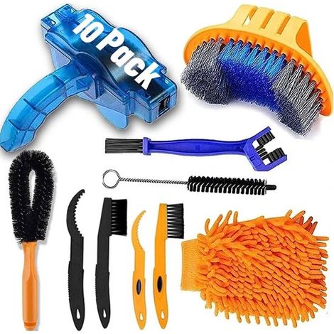 10 piezas, Limpiador de cadena multifuncional para bicicletas, Limpieza de cadena, Cepillo para cadena, Kit de limpieza para bicicletas, Cepillo (1/5)