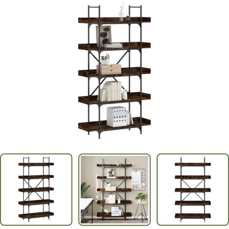vidaXL Bücherregal Holzwerkstoff -  Bücherregal 5 Böden Räuchereiche 100x33x180,5 cm Holzwerkstoff (1/5)