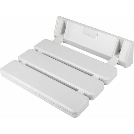 Siège de douche mural pliant blanc, banc de douche rabattable fixé au mur, assise de douche escamotable (1/4)